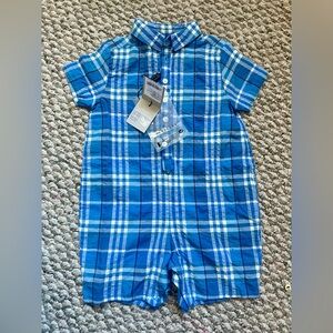 Burberry Blue and White Plaid Baby Romper
